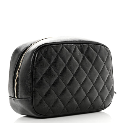 Chanel Caviar Quilted Curvy Pouch Cosmetic Case Black 3 of 9