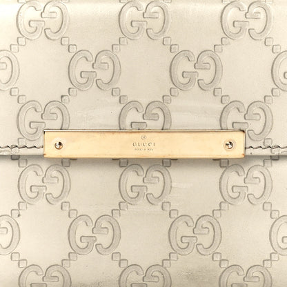 Gucci Guccissima Margaux Calfskin Metal Bar Continental Flap Wallet Mystic White 10 of 13