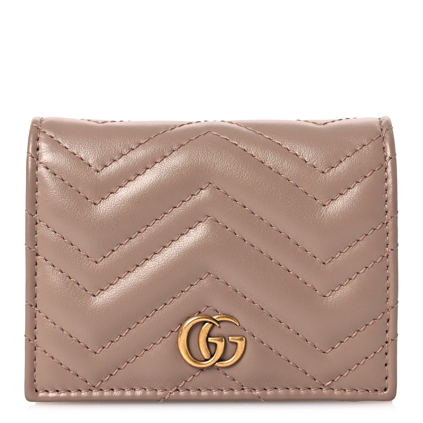 Calfskin Matelasse GG Marmont Card Case Wallet Porcelain Rose