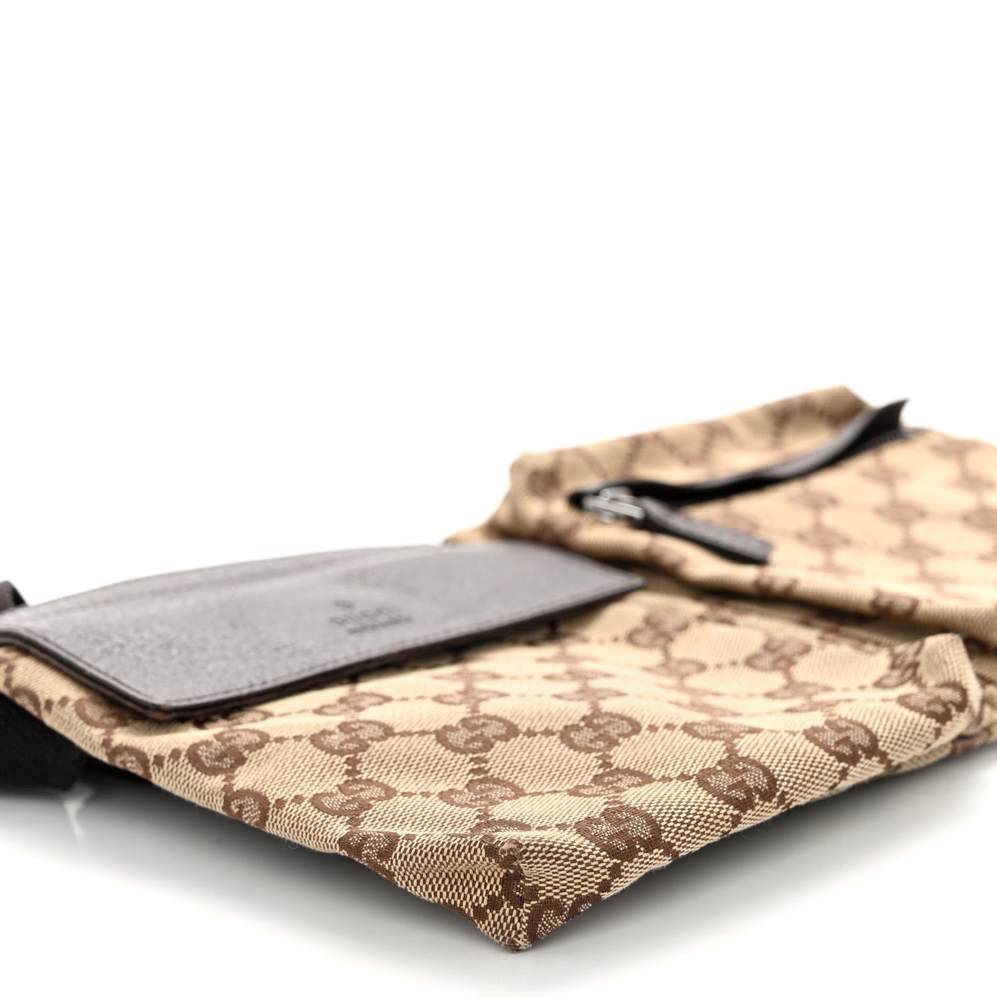 GG Monogram Double Pocket Belt Bag Dark Brown
