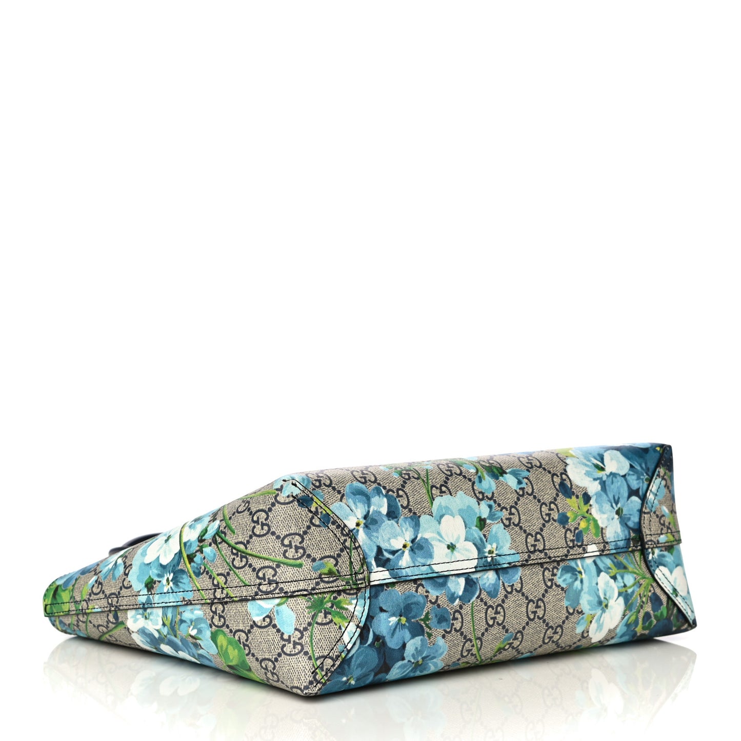 GG Supreme Monogram Blooms Small Reversible Tote Beige Blue Navy