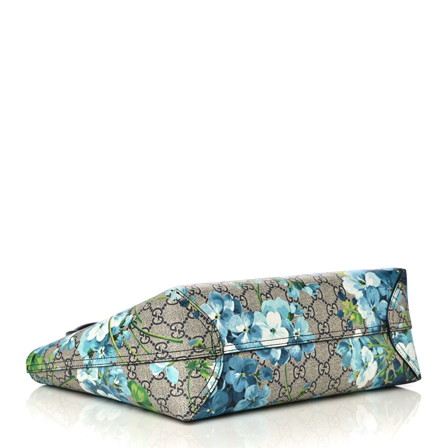 Gucci GG Supreme Monogram Blooms Small Reversible Tote Beige Blue Navy 3 of 8