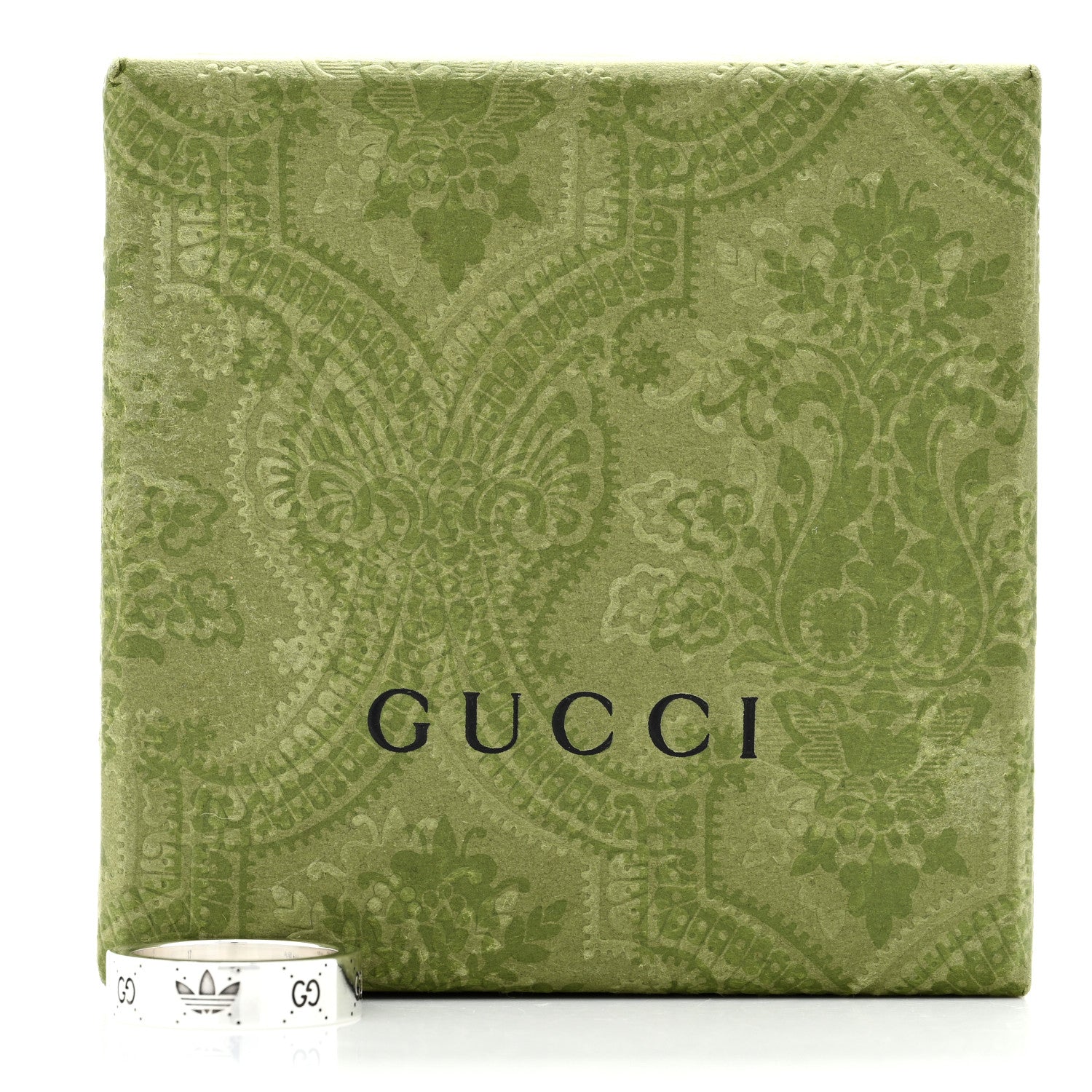 Gucci X ADIDAS Sterling Silver Trefoil GG Monogram Band Ring 57 8 6 of 6