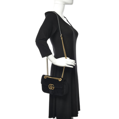 Gucci Velvet Matelasse Mini GG Marmont Shoulder Bag Black 2 of 12