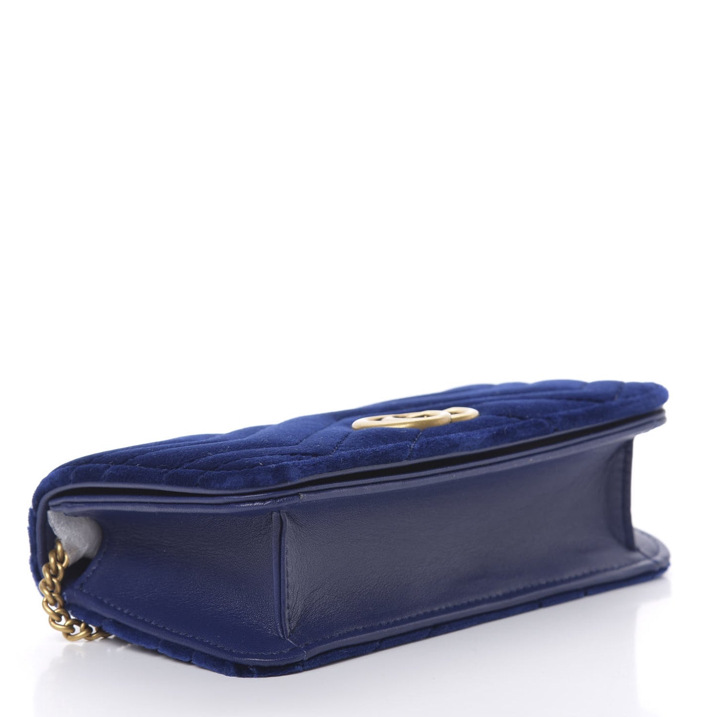 Velvet Matelasse GG Marmont Mini Bag Cobalt Blue