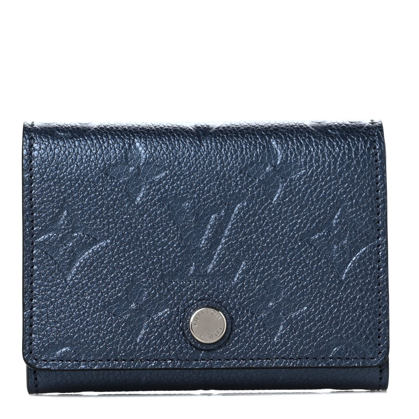 Metallic Empreinte Business Card Holder Navy Nacre