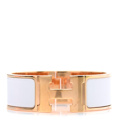 Hermes Enamel Wide Clic Clac H Bracelet PM White 1 of 6