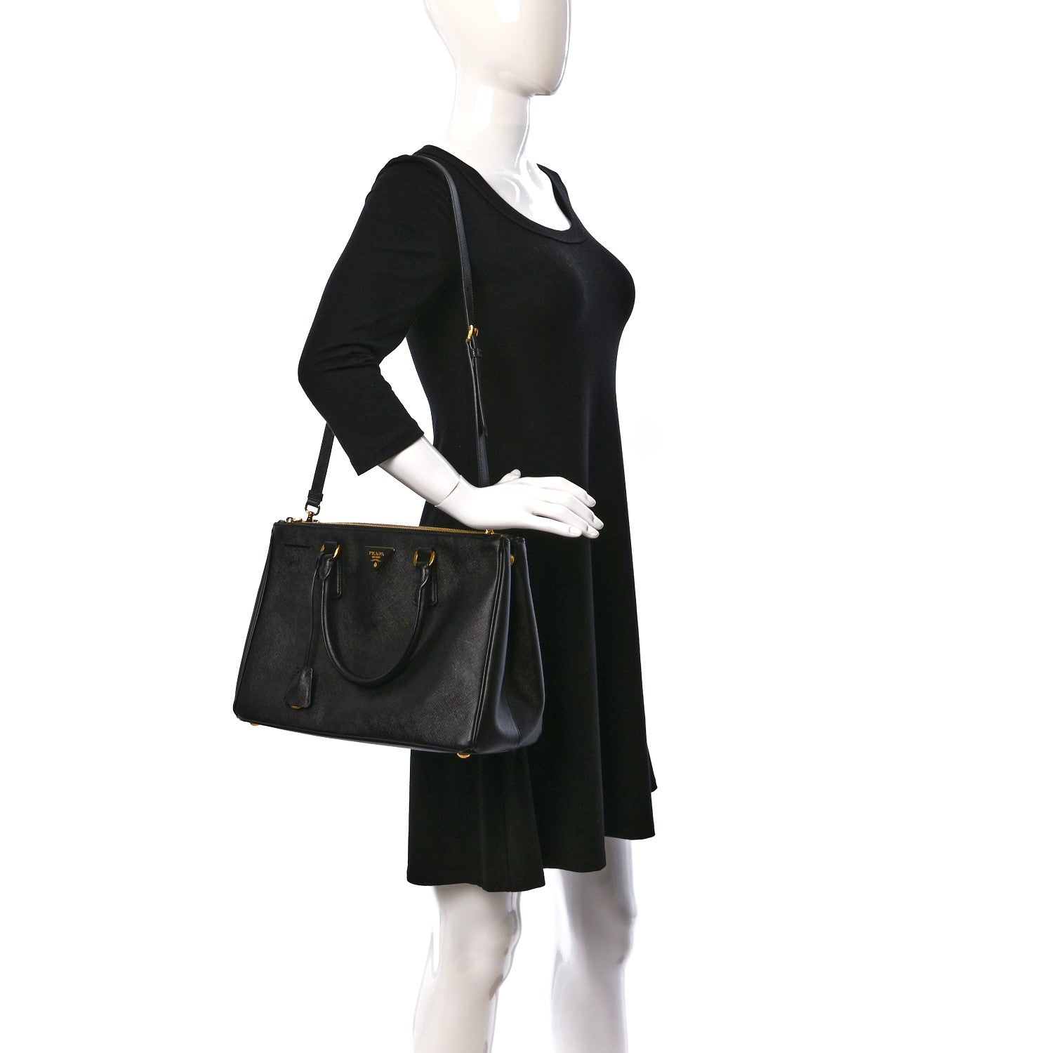Prada Saffiano Medium Galleria Double Zip Tote Black 2 of 10