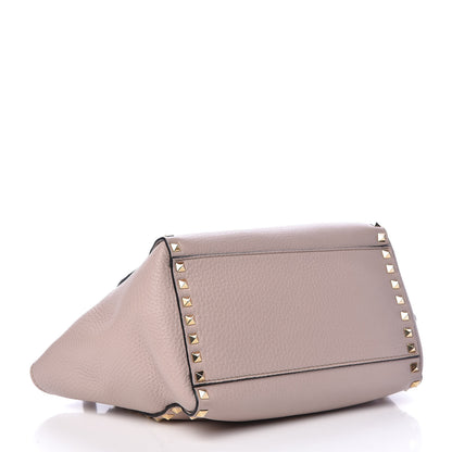 Valentino Garavani Pebbled Calfskin Small Rockstud Double Handle Tote Poudre 4 of 9