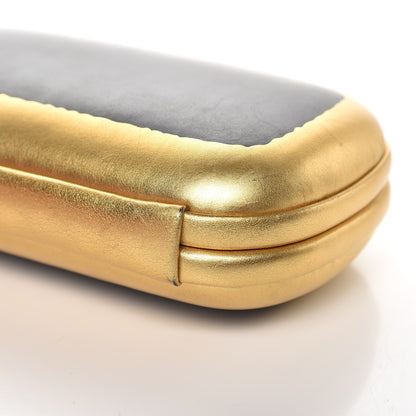 Bottega Veneta Gilded Waxed Leather Knot Clutch Gold Black 9 of 9