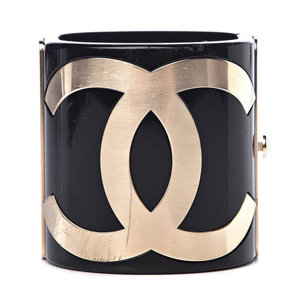 Chanel Resin CC Cuff Black Gold 1 of 6