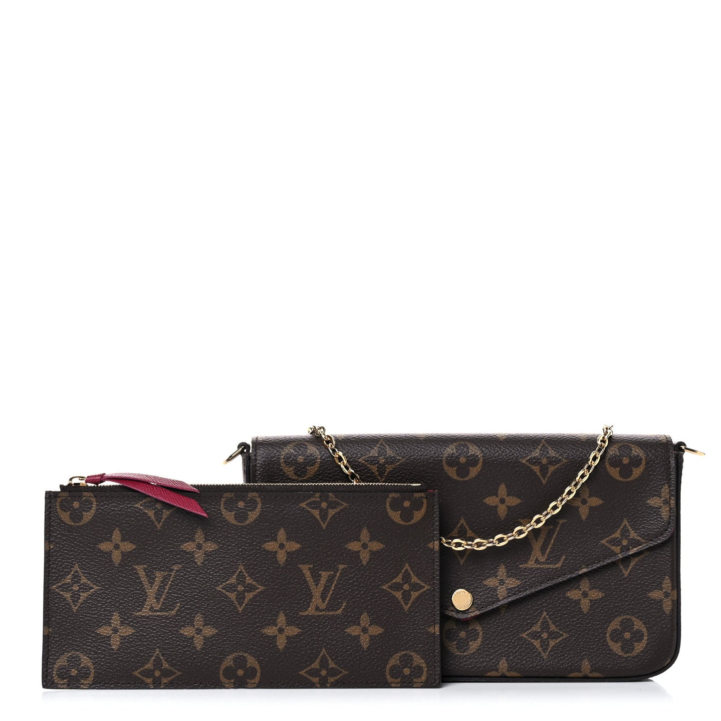 Monogram Pochette Felicie Chain Wallet Fuchsia