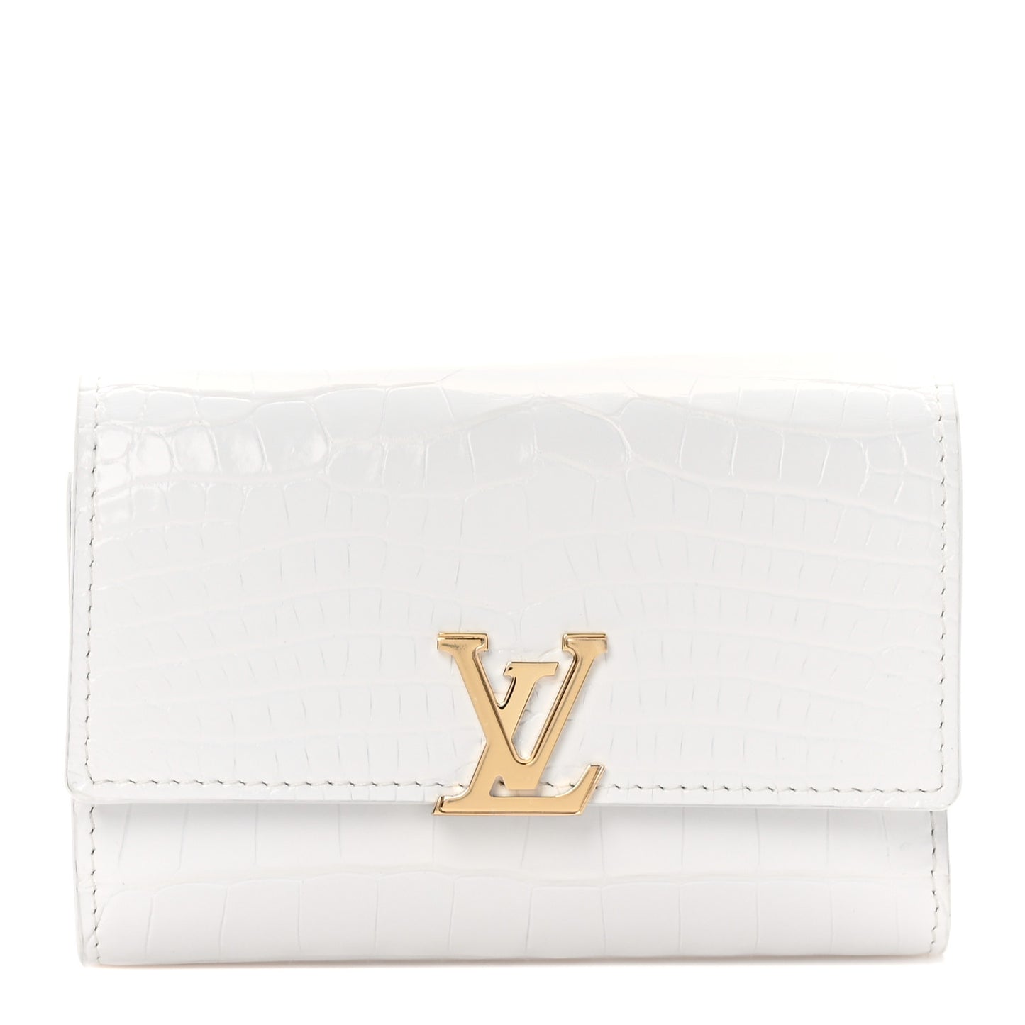 Crocodile Capucines Compact Wallet White