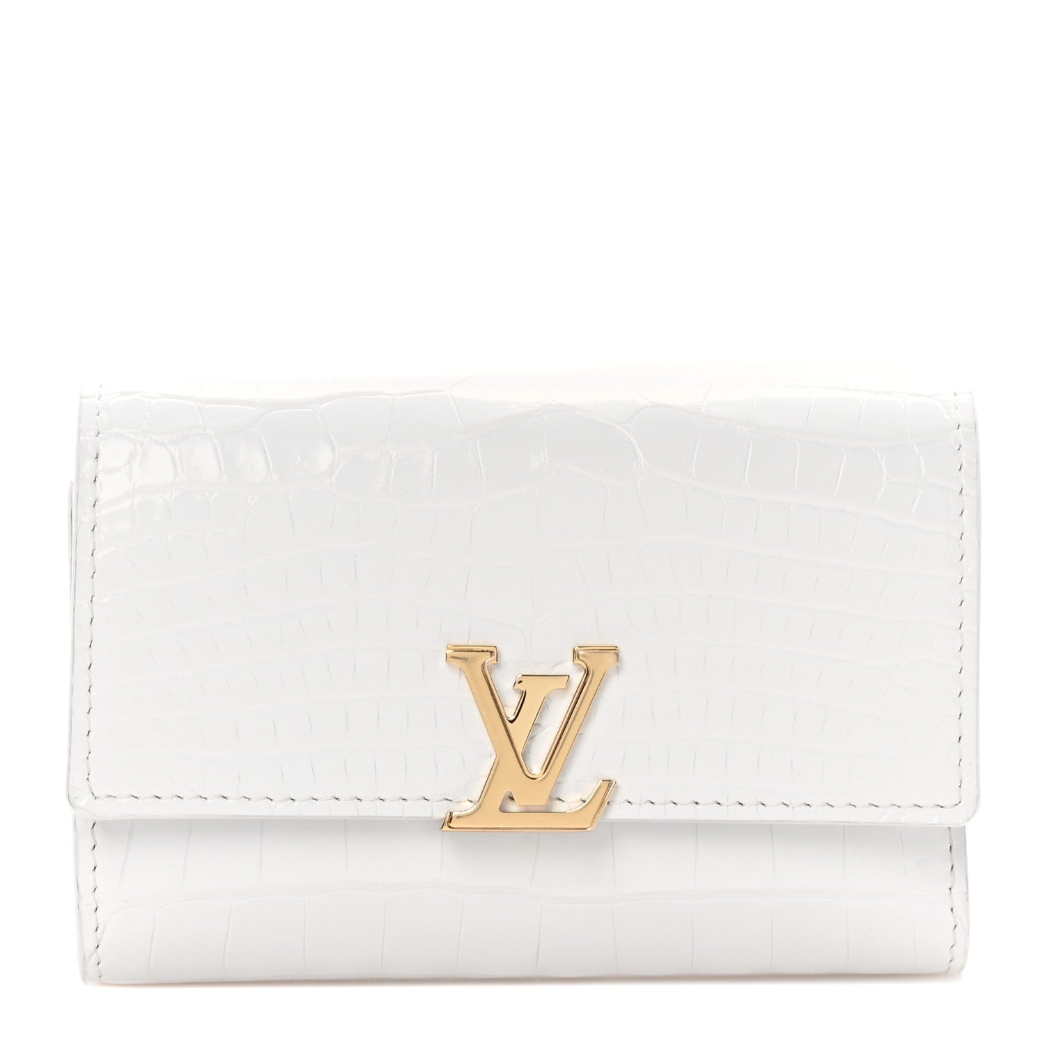 Louis Vuitton Crocodile Capucines Compact Wallet White 1 of 9