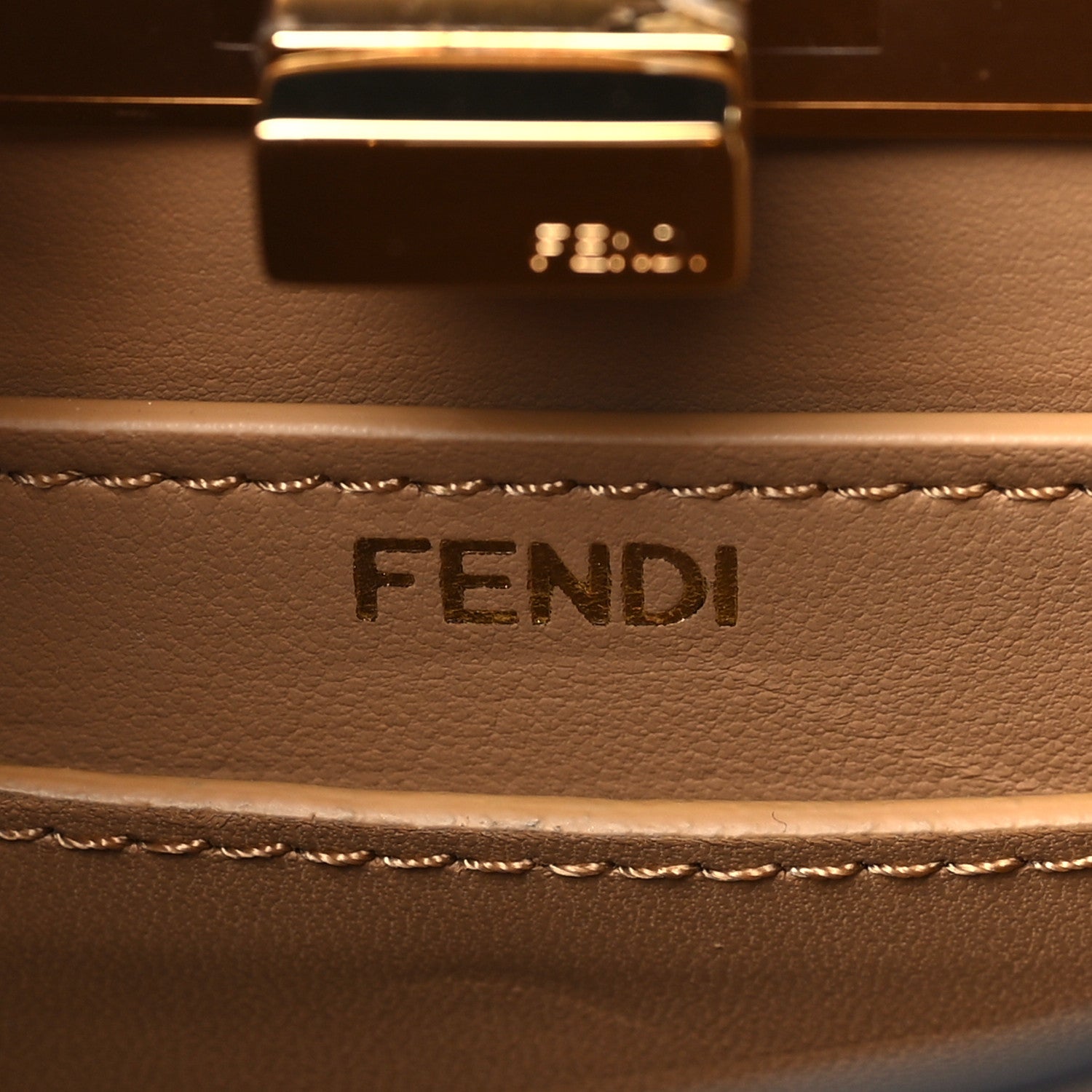 Fendi Shiny Nappa Petite Peekaboo I SEE U Satchel Miele Scuro 6 of 10