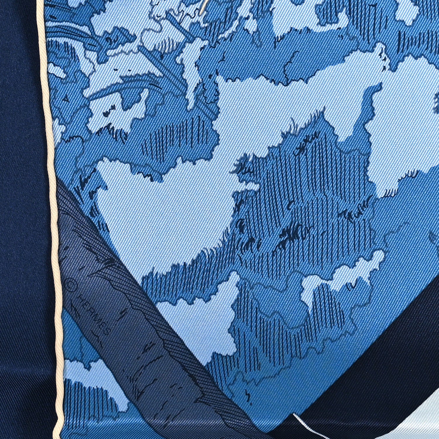 Hermes Silk Rendez-Vous Galant Scarf 70 Bleu Gris Bleute Vanille 3 of 3