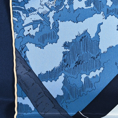 Hermes Silk Rendez-Vous Galant Scarf 70 Bleu Gris Bleute Vanille 3 of 3