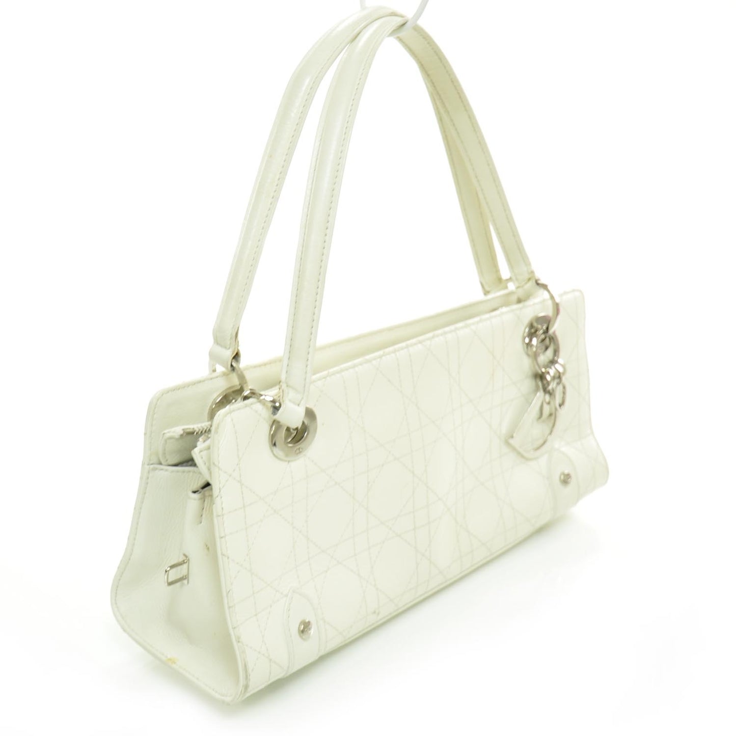 Calfskin Cannage Stitched East West Lady Dior White