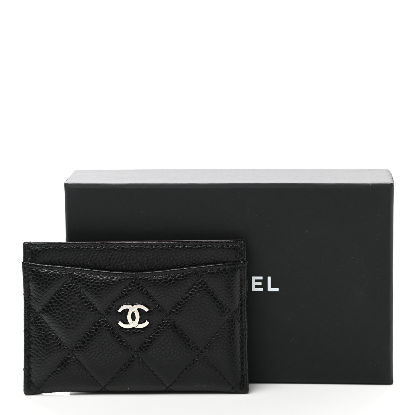 Caviar Quilted Card Holder Black