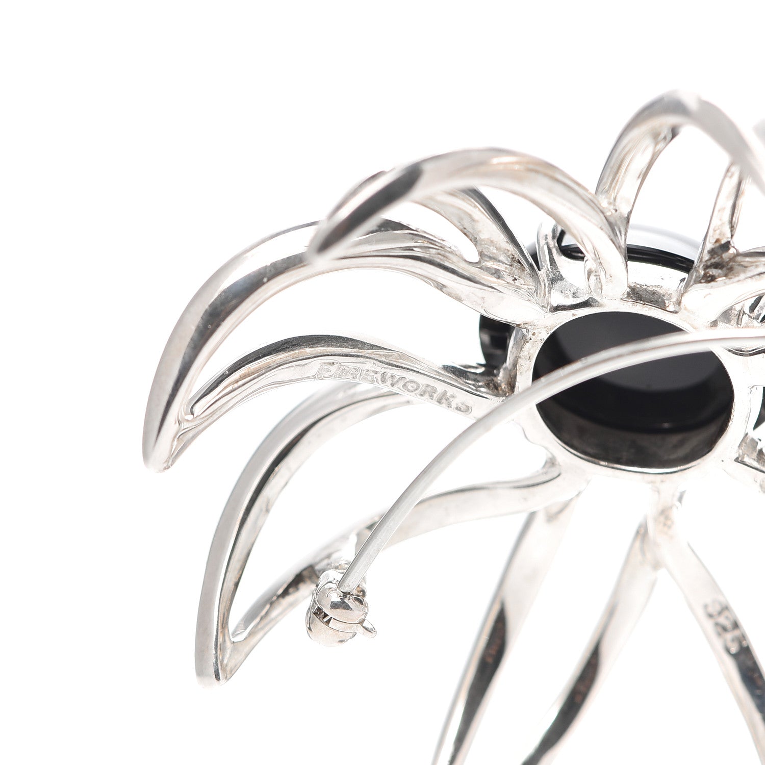 Tiffany Sterling Silver Black Onyx Fireworks Brooch Pin 4 of 5