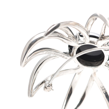Tiffany Sterling Silver Black Onyx Fireworks Brooch Pin 4 of 5