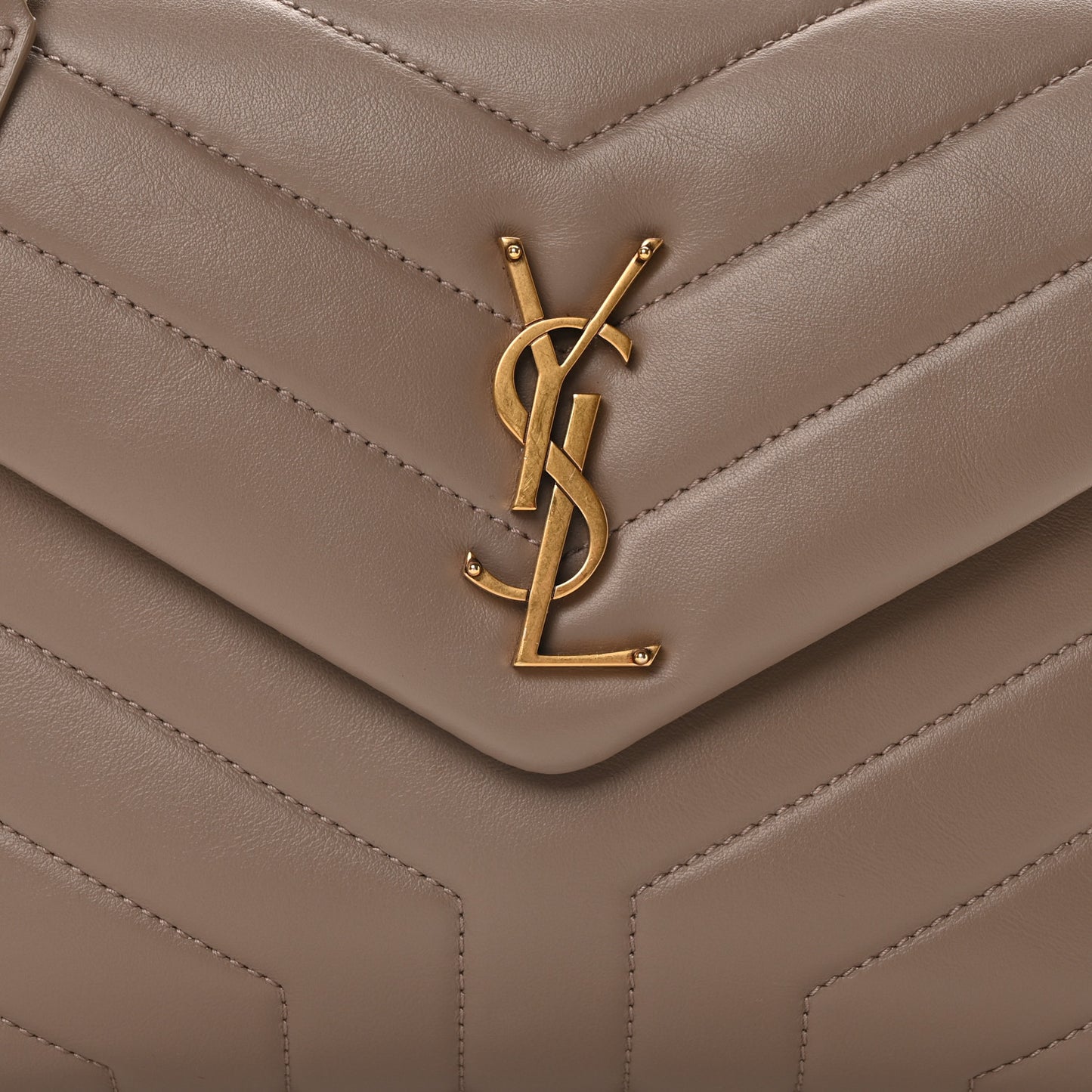 Calfskin Y Quilted Monogram Small Loulou Crossbody Bag Greyish Brown