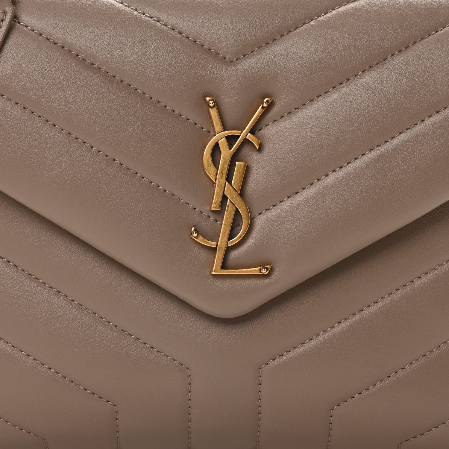 Saint Laurent Calfskin Y Quilted Monogram Small Loulou Crossbody Bag Greyish Brown 9 of 11