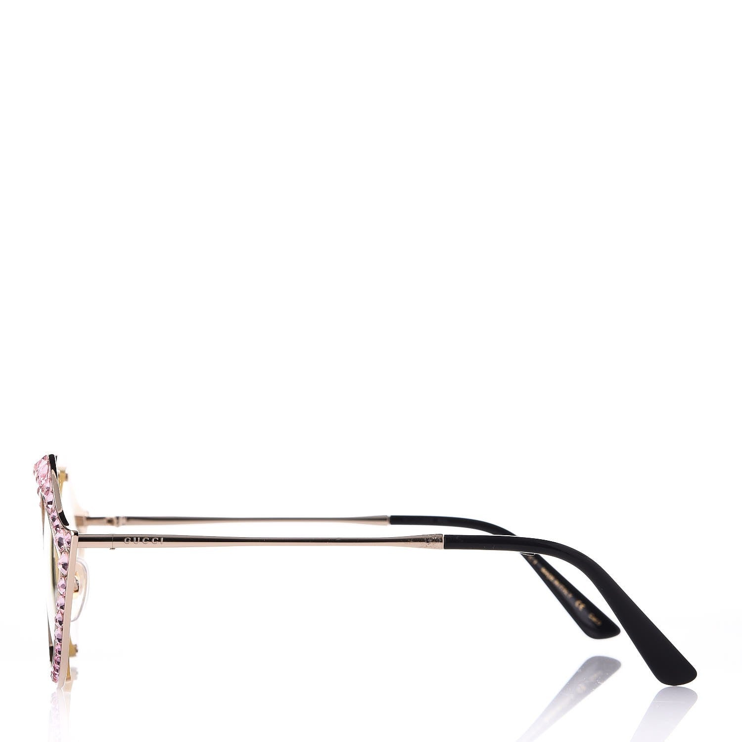 Gucci Metal Crystal Cat Eye Sunglasses GG0046/S Light Pink 3 of 8