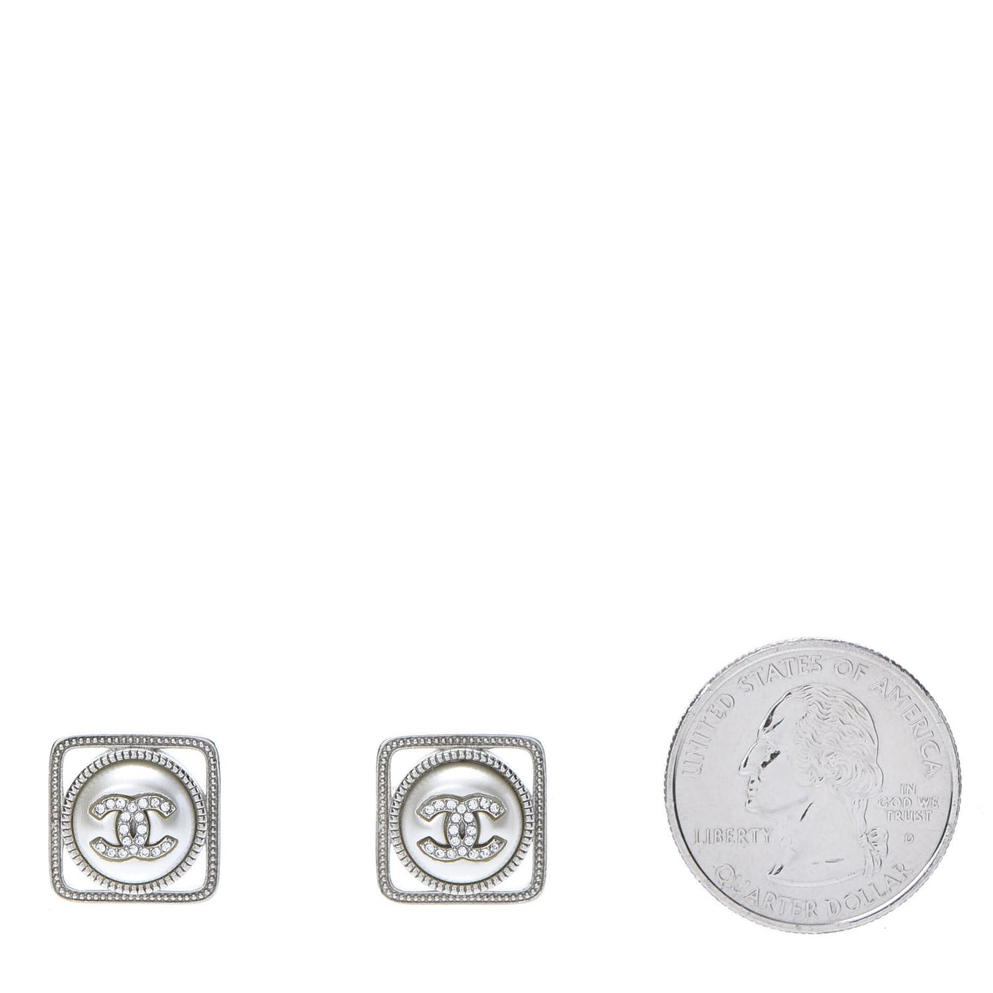Crystal CC Square Earrings Silver