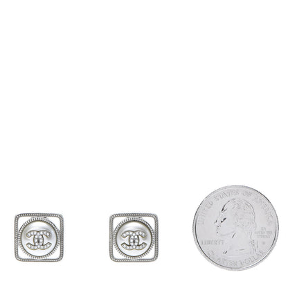 Chanel Crystal CC Square Earrings Silver 2 of 4