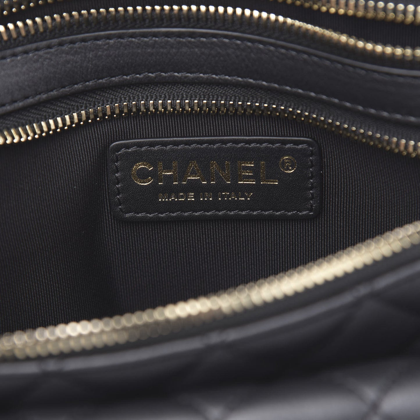 Calfskin Flap Chain Waist Bag Black