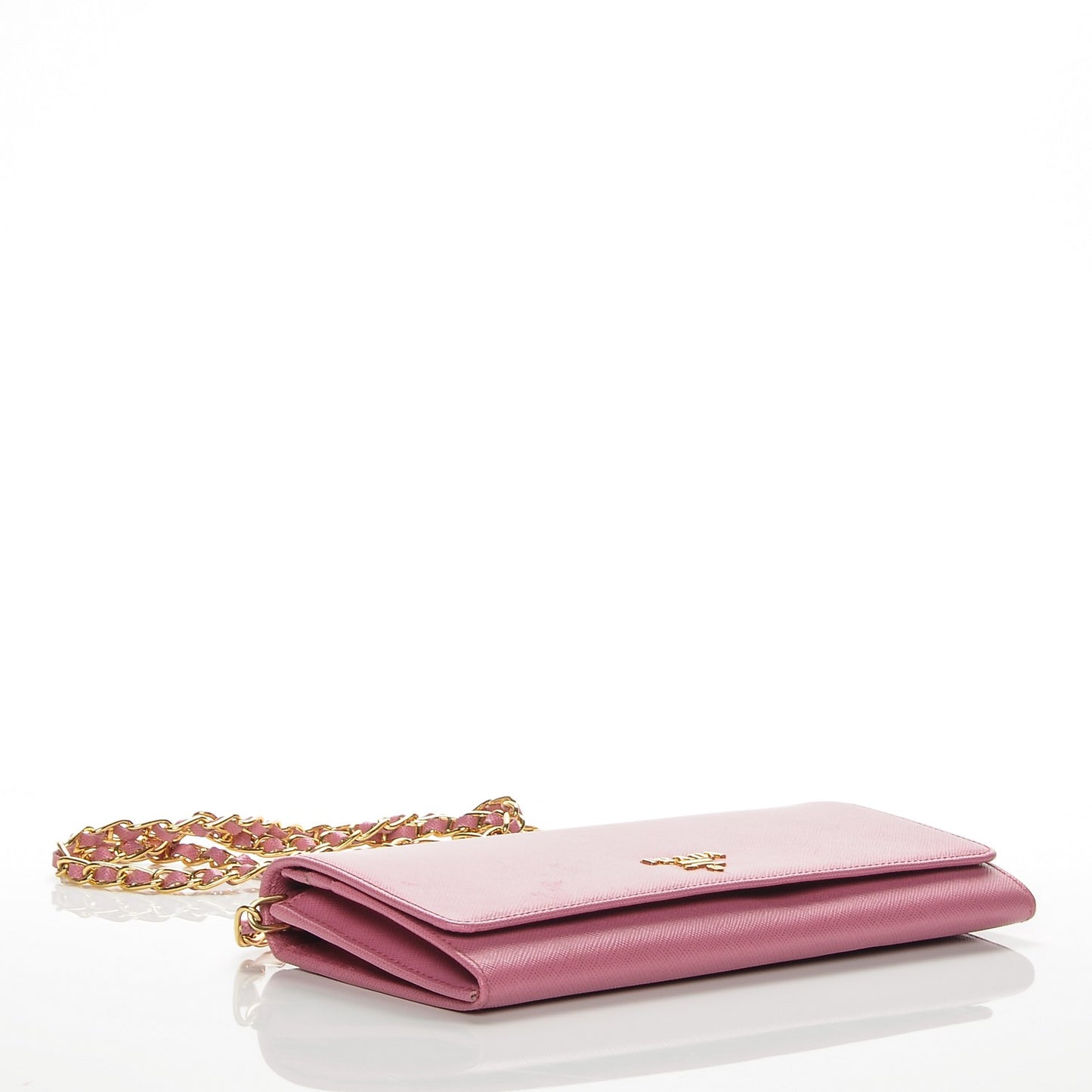 Saffiano Metal Oro Chain Wallet Begonia