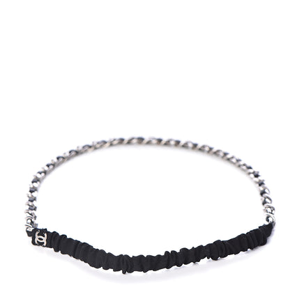 Chanel Calfskin Chain CC Headband Black Silver 3 of 5