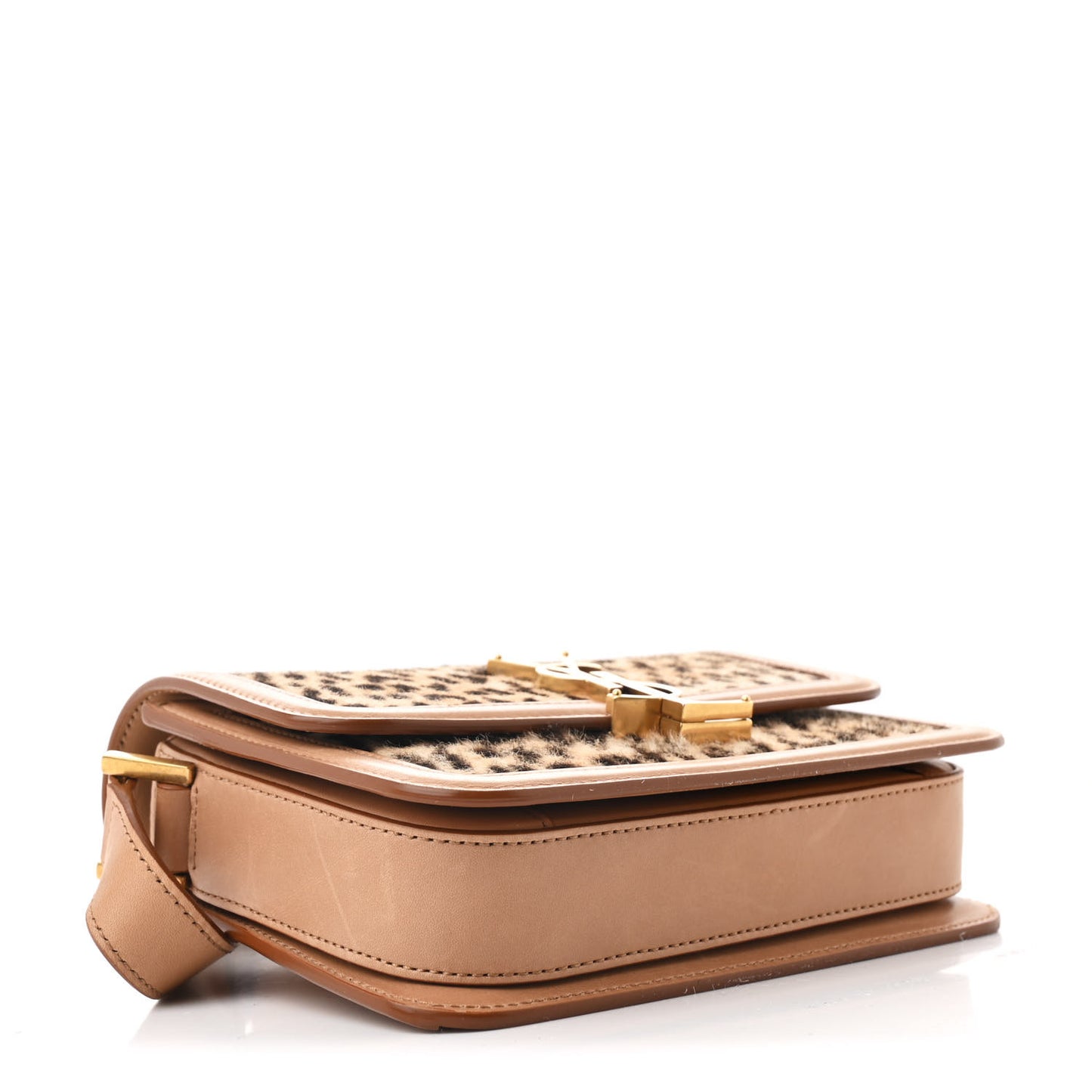 Calfskin Hair Leopard Print Small Solferino Satchel Dust White