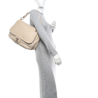Chanel Glazed Calfskin XL On The Road Flap Ivory 2 of 15