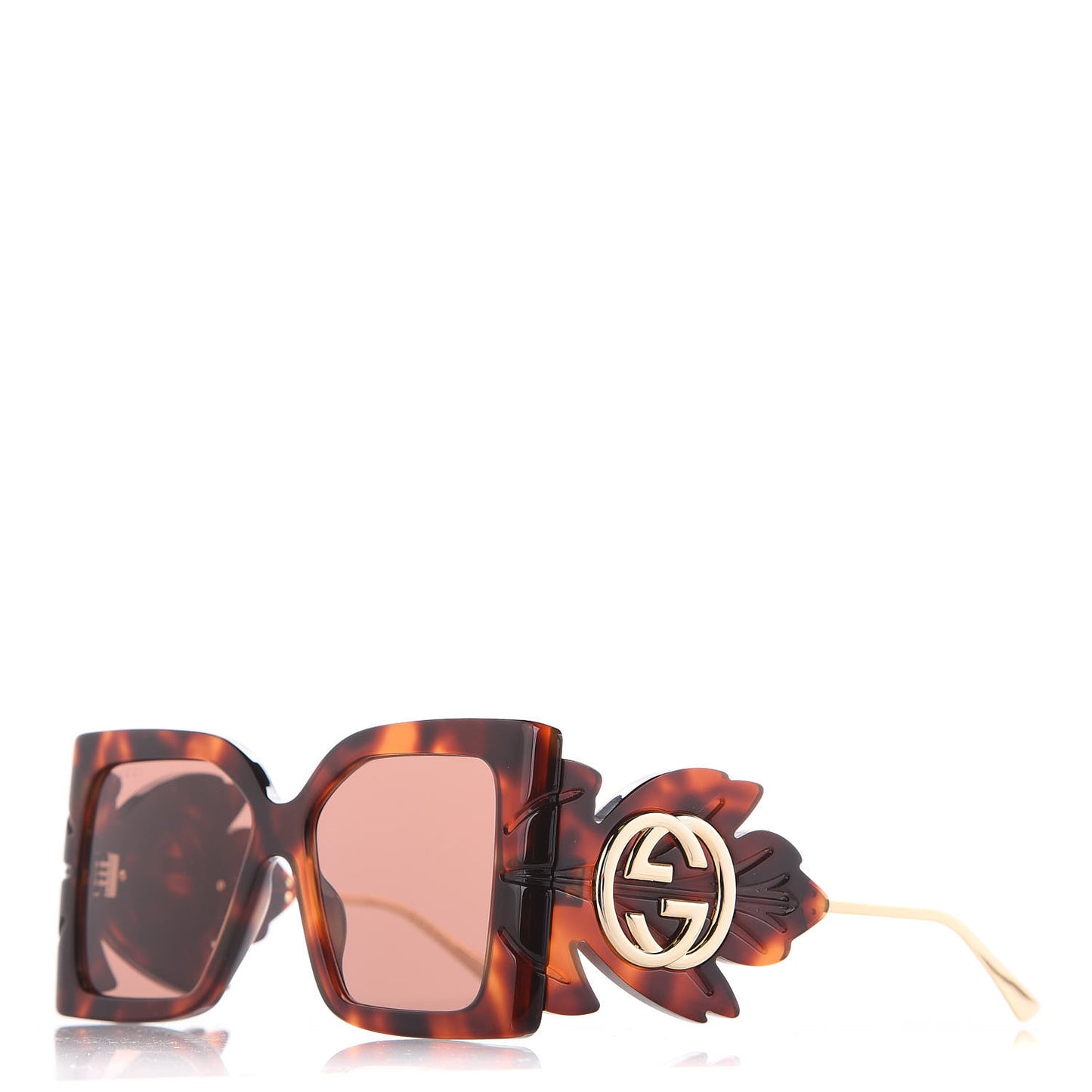 Acetate Square Frame Wing Sunglasses GG0535S Havana