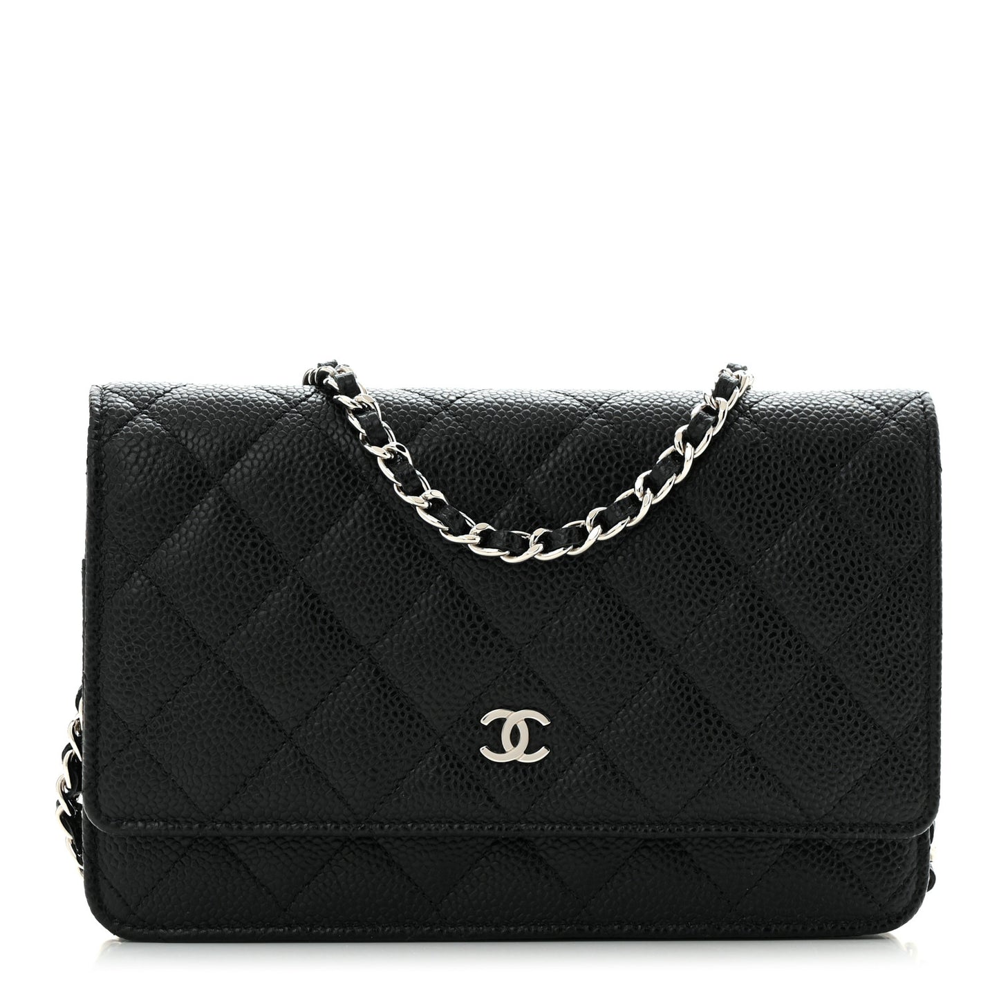 Caviar Quilted Wallet on Chain WOC Black