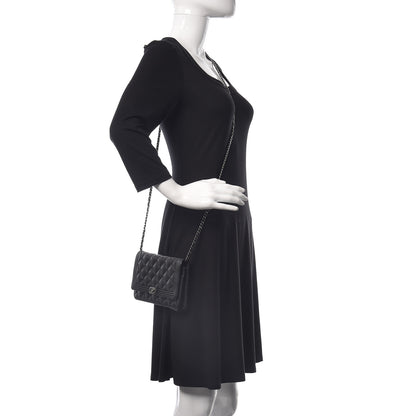 Chanel Calfskin Quilted Boy Wallet On Chain WOC Black 2 of 13