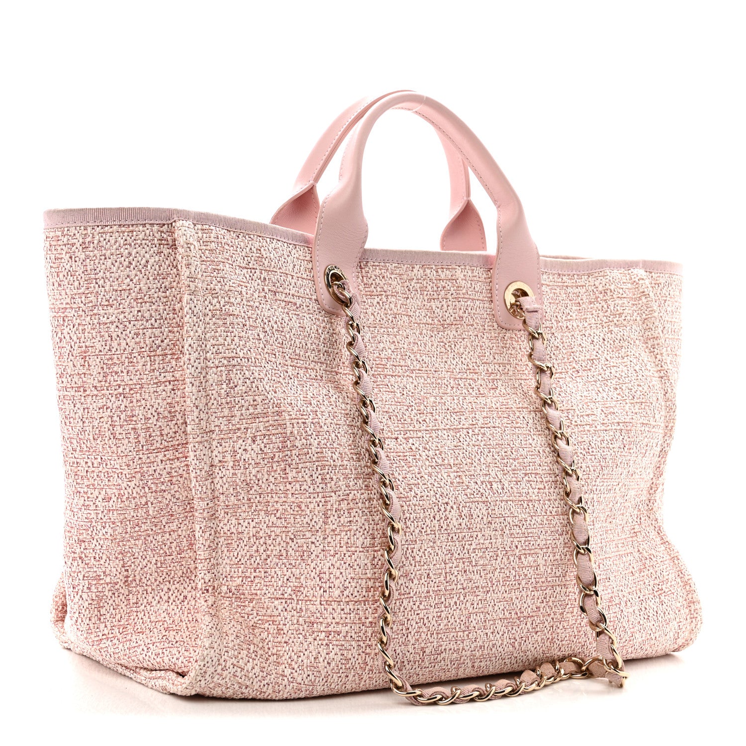 Chanel Lurex Boucle Deauville Medium Tote Pink 2 of 13