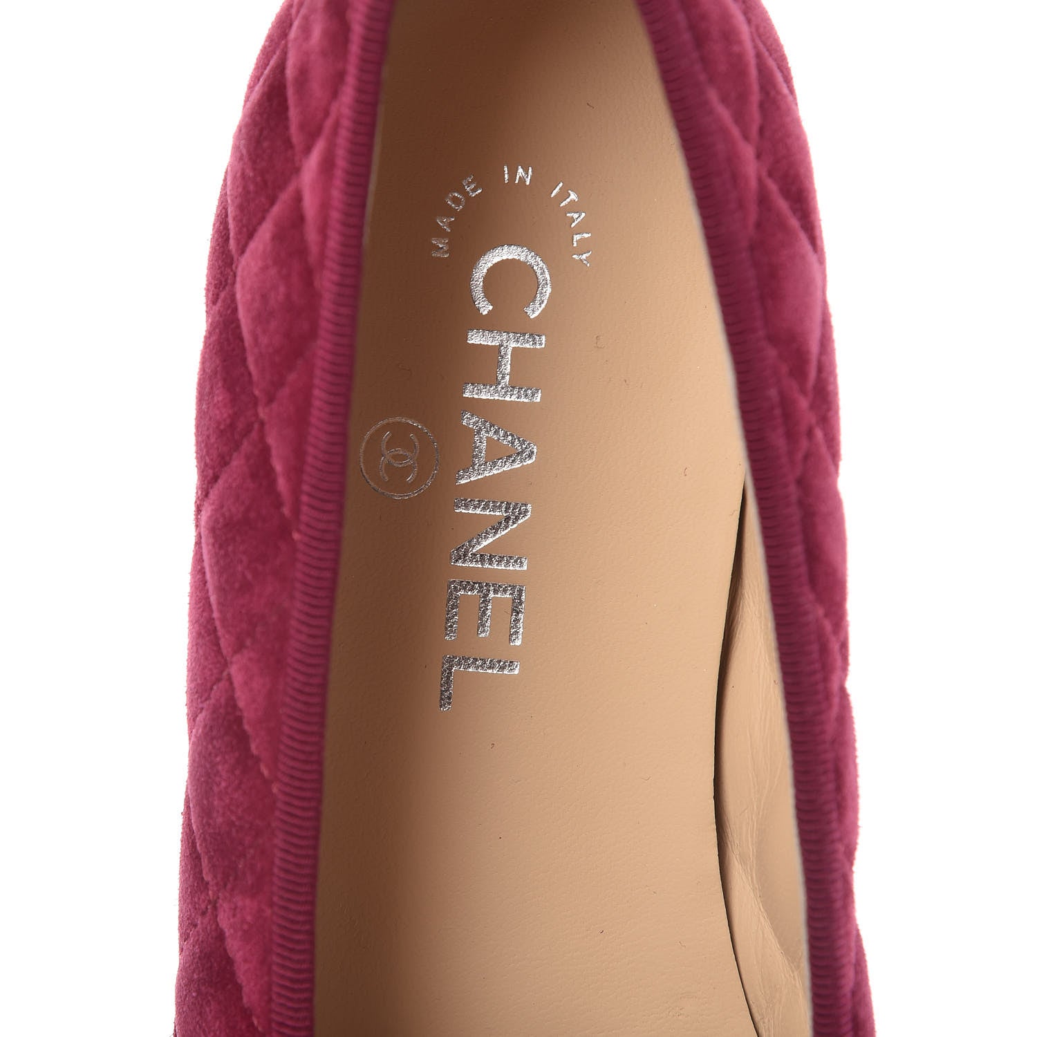 Chanel Suede Calfskin Quilted Cap Toe CC Ballerina Flats 42 Dark Pink 7 of 9