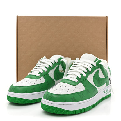 Louis Vuitton X NIKE AIR FORCE 1 Calfskin Monogram Mens Low Top Sneakers 8.5 Green 12 of 12