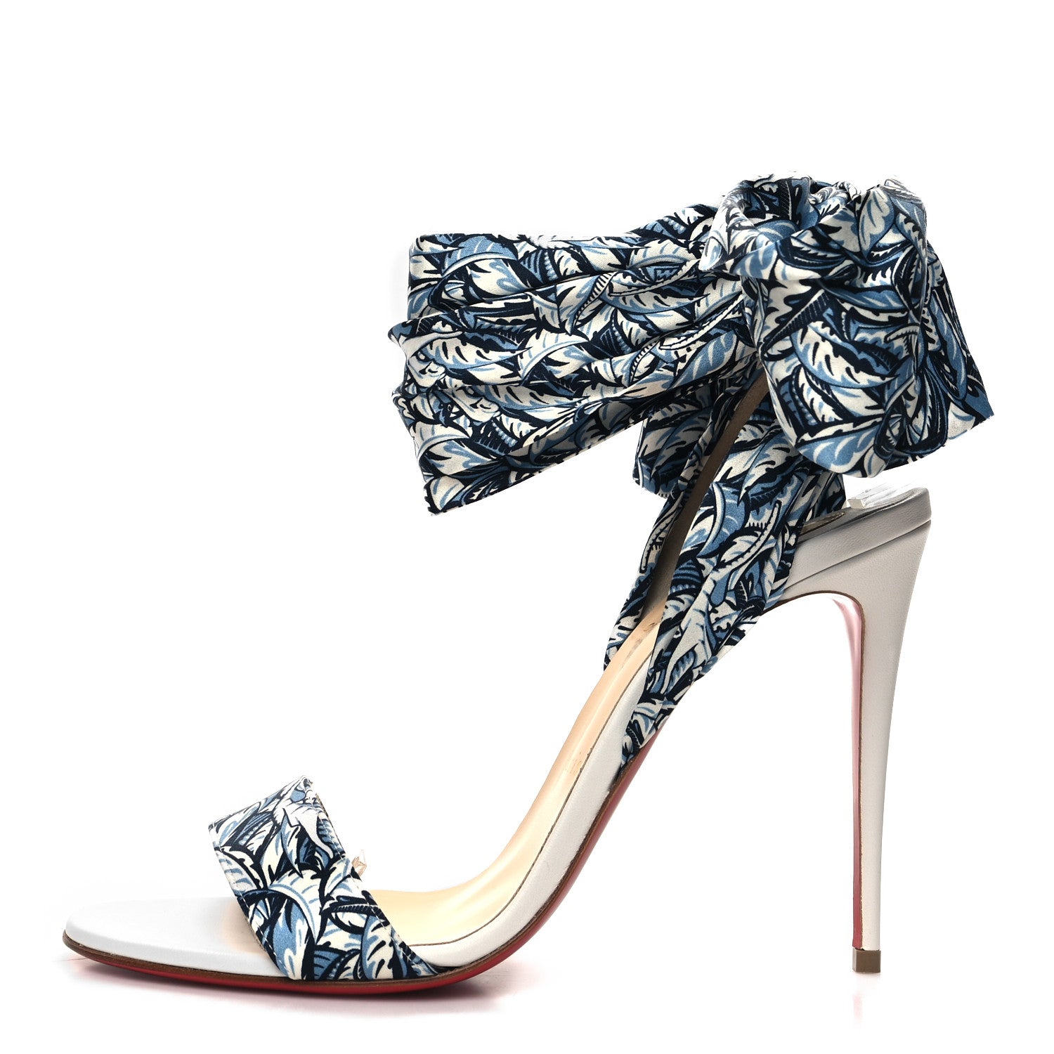 Christian Louboutin Crepe Satin Tissu Blue Du Desert 100 Sandal 39 Multicolor White 1 of 9