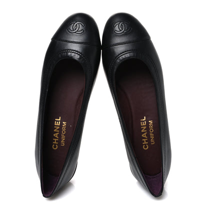 Chanel Lambskin Cap Toe CC Uniform Ballerina Flats 36.5 Black 2 of 10