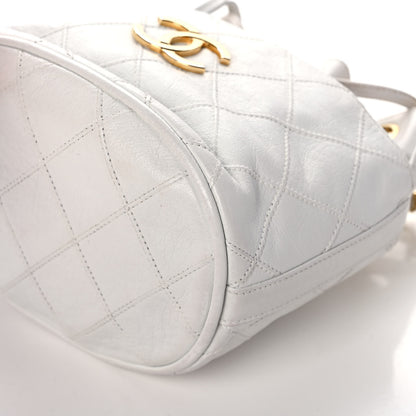 Chanel Calfskin Quilted CC Drawstring Bag White 9 of 12