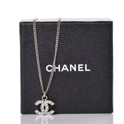 Chanel Crystal Timeless CC Necklace Silver 5 of 5
