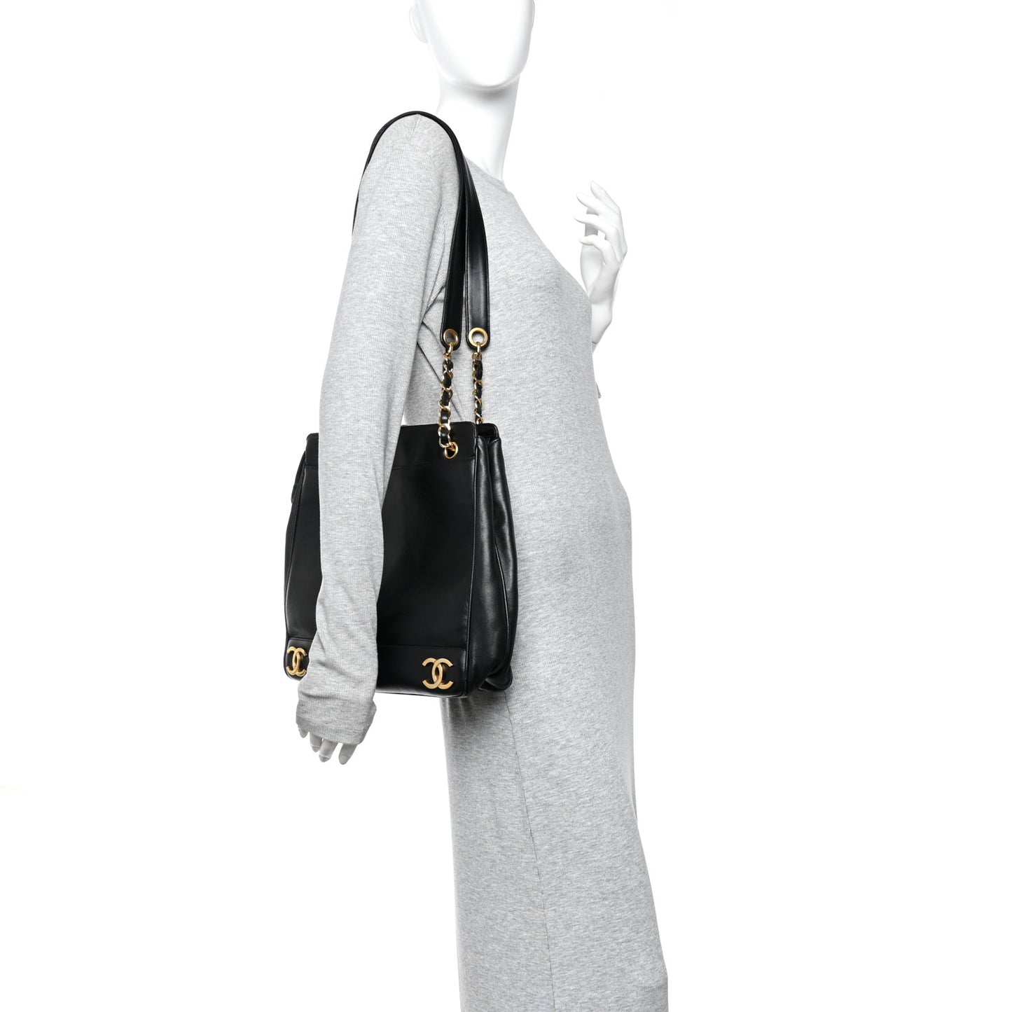 Lambskin Triple CC Shoulder Bag Black