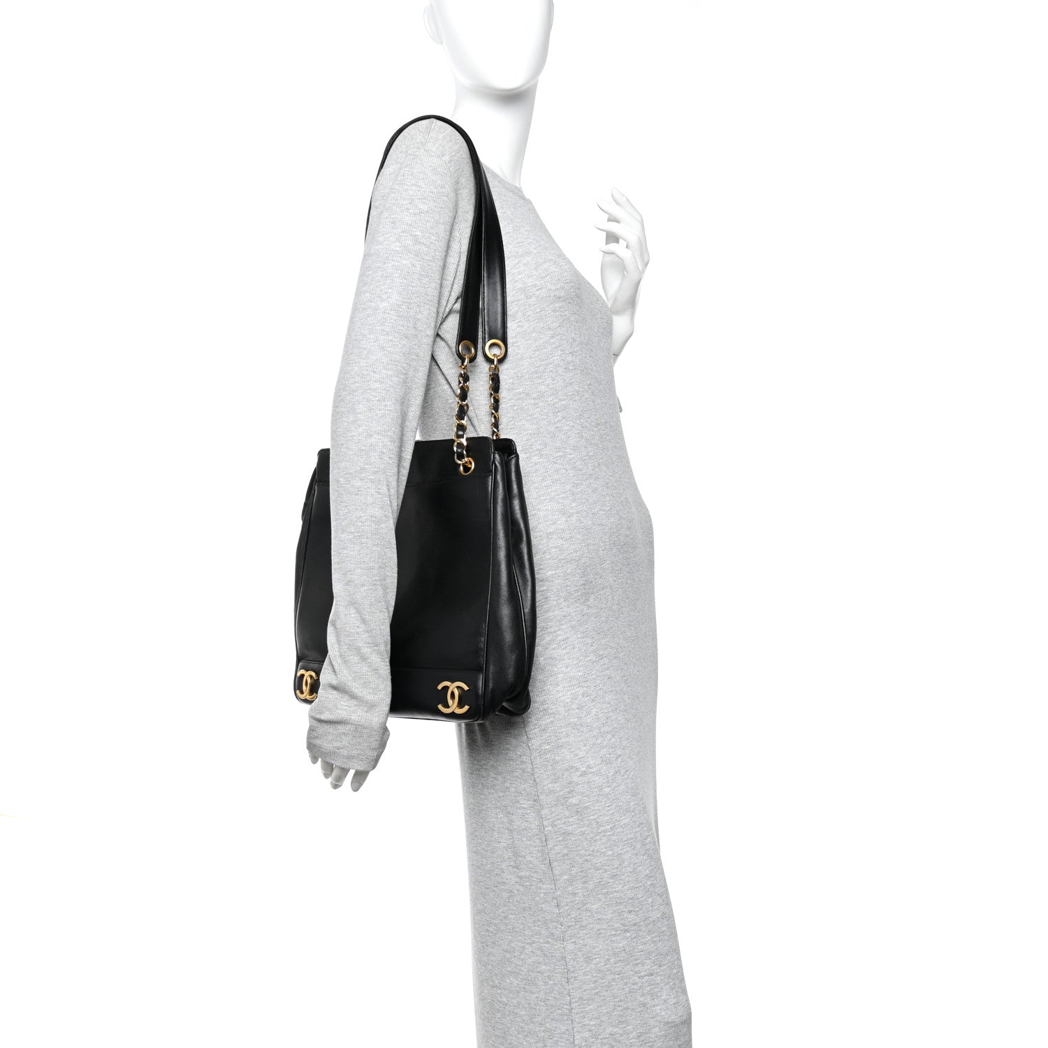 Chanel Lambskin Triple CC Shoulder Bag Black 2 of 11