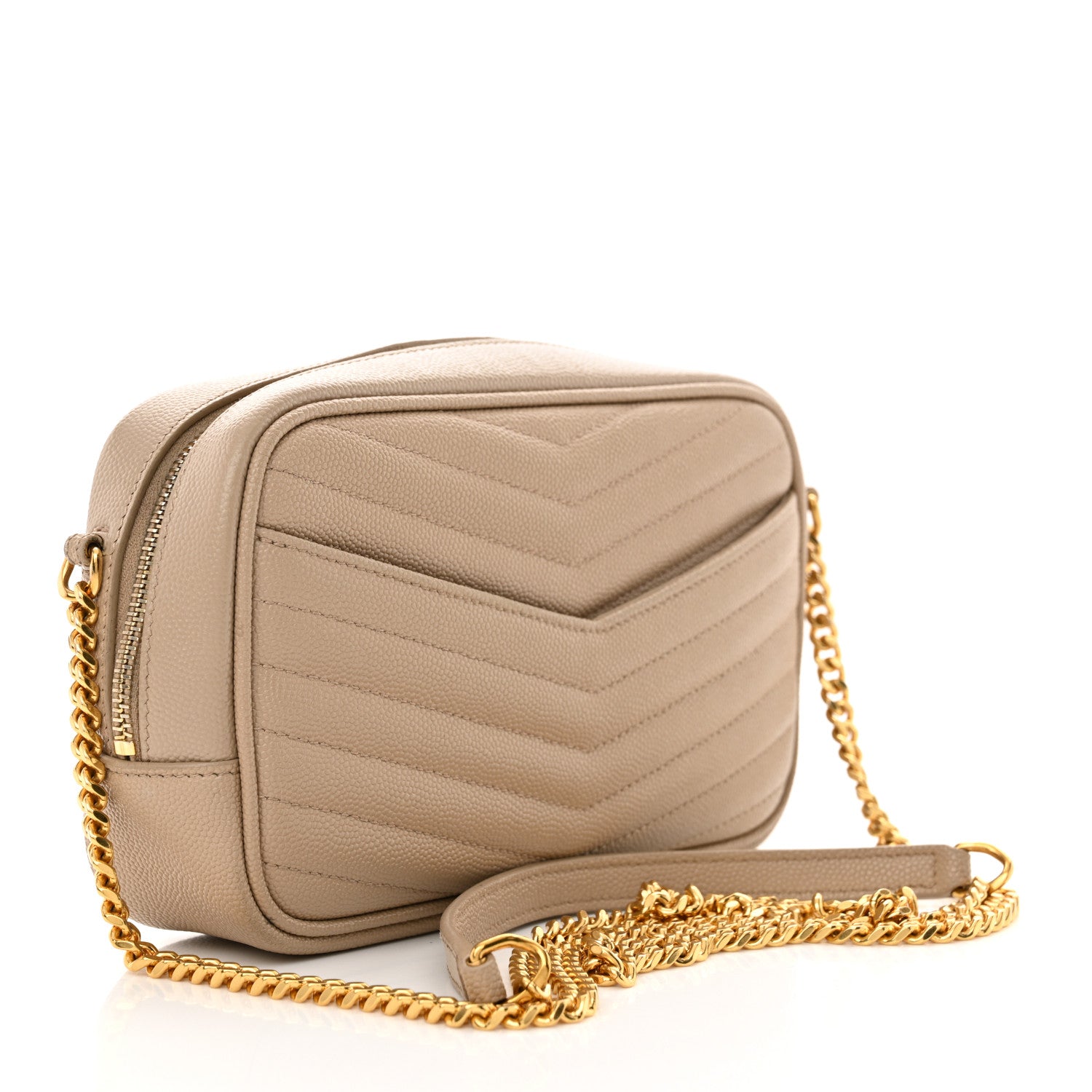 Saint Laurent Grain De Poudre Matelasse Monogram Mini Lou Camera Bag Dark Beige 3 of 16