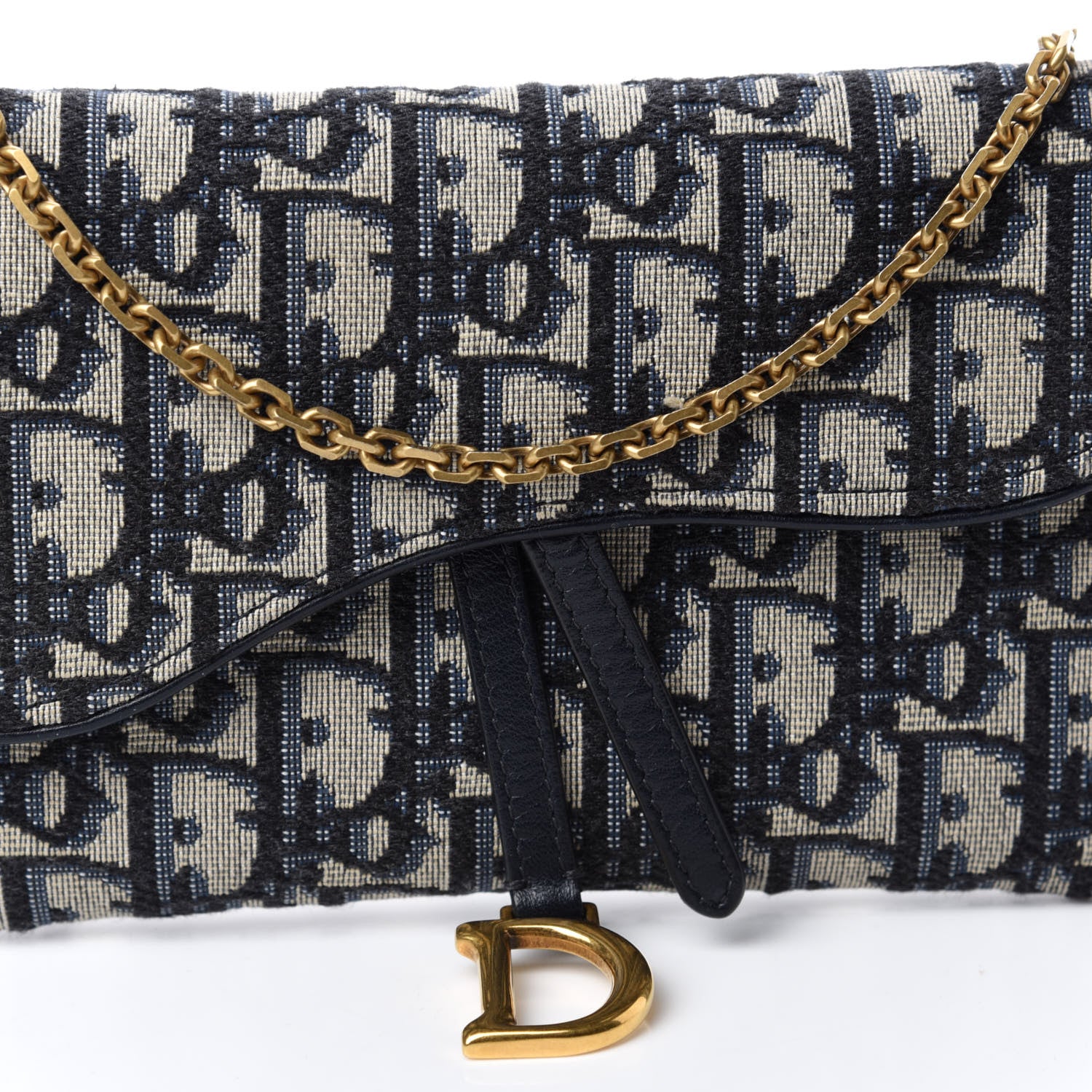 Christian Dior Oblique Saddle Chain Long Wallet Blue 11 of 12