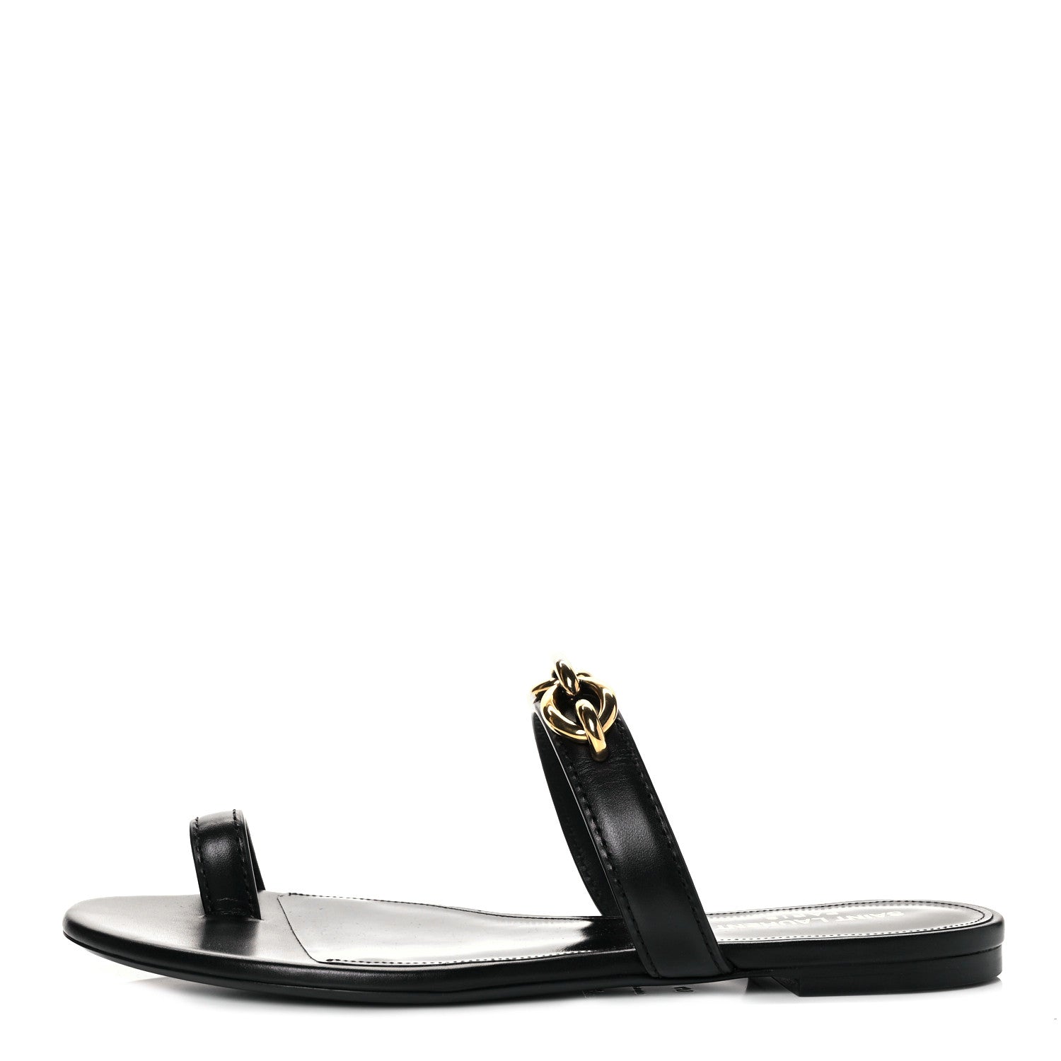 Saint Laurent Calfskin Chain Jota Maillon Sandals 40 Black 1 of 9